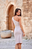 Elegant One-Shoulder Mini Dress with Leg Slit