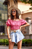 Spanish Cut Blouse with Decorative Creases and Ruffles