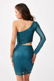 Elegant Asymmetrical Mini Dress with Cutout Detail
