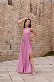 Sparkling Brocade Maxi Dress with Back Tie and Slit