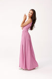 Sparkling Brocade Maxi Dress with Back Tie and Slit