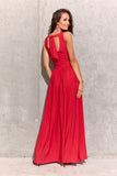 Shimmering Brocade Maxi Dress with Back Tie Detail