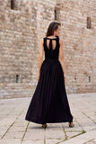 Shimmering Brocade Maxi Dress with Back Tie Detail