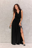 Shimmering Brocade Maxi Dress with Back Tie Detail
