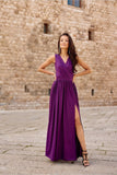 Elegant Brocade Maxi Dress with Back Tie and Shimmer