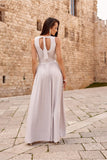 Glittering Brocade Maxi Dress with Back Tie Detail
