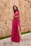Shimmering Brocade Maxi Dress with Back Tie Detail
