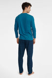 Men's Long Sleeve T-Shirt and Printed Pants Pajama Set
