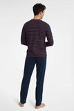 Men's Striped Pajama Set with Long Sleeves & Pants