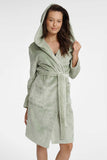 Quilted Women's Hooded Bathrobe with Pockets and Tie
