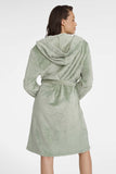 Quilted Women's Hooded Bathrobe with Pockets and Tie