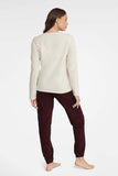 Beige Long Sleeve Two-Piece Pajama Set for Women
