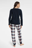 Navy Blue Women's Long Sleeve Two-Piece Pajama Set