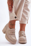 Elegant Heeled Half Shoes in Natural Leather for Comfort
