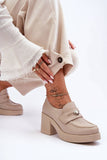 Elegant Heeled Half Shoes in Natural Leather for Comfort