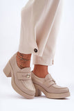 Elegant Heeled Half Shoes in Natural Leather for Comfort