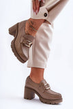 Stylish Mid-Heeled Natural Leather Shoes with Comfort Features