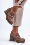 Stylish Women's Heeled Half Shoes in Natural Leather