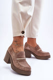 Stylish Women's Heeled Half Shoes in Natural Leather