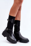 Eco-Friendly Mid-Calf Boots with Decorative Stripes