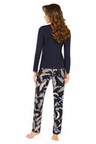 Floral Printed Pajamas with Lace Trimmed Blouse