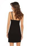 Lace-Trim Chemise with Adjustable Straps - Black/Red