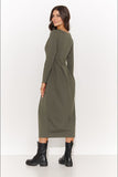 Casual Knee-Length Dress with Pockets and V-Neck