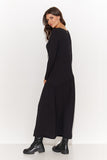 Airy Viscose Knit Maxi Dress with Pockets and Long Sleeves