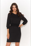 Casual Knee-Length Dress with Pockets and Decorative Detail