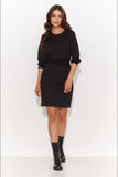 Casual Knee-Length Dress with Pockets and Decorative Detail