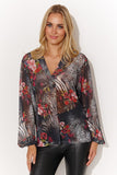 Women's Loose Fit Mesh Blouse with Heart Neckline