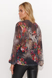 Women's Loose Fit Mesh Blouse with Heart Neckline