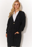 Warm Plaid Cardigan Sweater with Elegant Gold Button