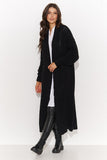Chic open cardigan with wide sleeves and plaid weave.