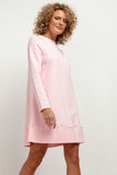 Trapezoidal Knitted Dress with Stand-Up Neckline