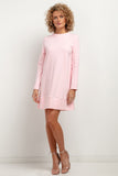 Trapezoidal Knitted Dress with Stand-Up Neckline