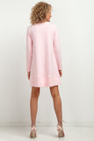 Trapezoidal Knitted Dress with Stand-Up Neckline