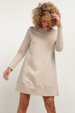Trapezoidal Knitted Dress with Stand-Up Neckline