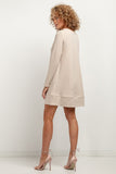 Trapezoidal Knitted Dress with Stand-Up Neckline
