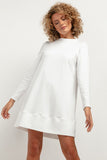 Trapezoidal Knitted Dress with Stand-Up Neckline
