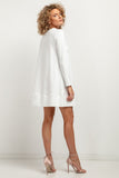 Trapezoidal Knitted Dress with Stand-Up Neckline