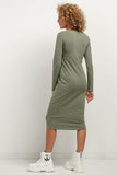 Elegant Fitted Midi Dress with Boat Neckline