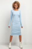 Elegant Fitted Midi Dress with Boat Neckline