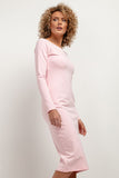 Elegant Fitted Midi Dress with Boat Neckline