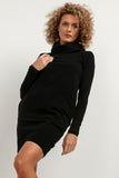 Cozy Sweatshirt Knit Dress with Chimney Neckline