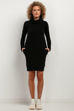 Cozy Sweatshirt Knit Dress with Chimney Neckline