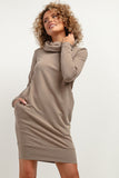 Cozy Chimney Neckline Tuba Cut Dress with Pockets