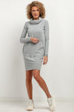 Chimney Neckline Tuba Cut Dress with Pockets