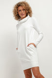Chimney Neck Sweatshirt Dress with Pockets