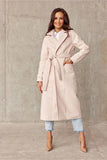 Tiered Waist Tie Coat with Pockets and Back Slit
